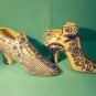 PORCELAIN -SET OF 2 HIGH HEEL SHOES-HAND PAINTED-BLUE & WHITE