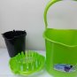 OPIF-3PCs-FLOOR MOP BUCKET-2 BUCKETS+1 WRINGER-WASH FLOOR W CLEAR WATER-GREEN