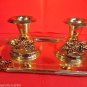 2 SABBATH CANDLESTICKS w TRAY-SILVER PLATED-GRAPES DECOR-STUDIO SILVERSMITHS