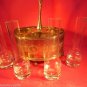 DECORATED CADDY+4 SHOT GLASSES-SILVER PLATED-VINTAGE-NICE ADDITION TO BAR