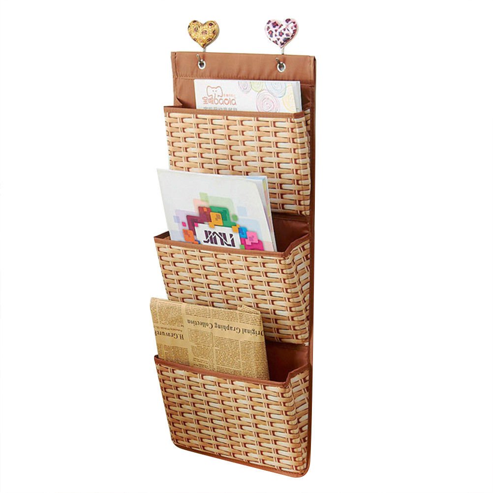 3 Pockets Hanging File Fabric Supplies Organizer Wall Mount Pocket Chart Storage