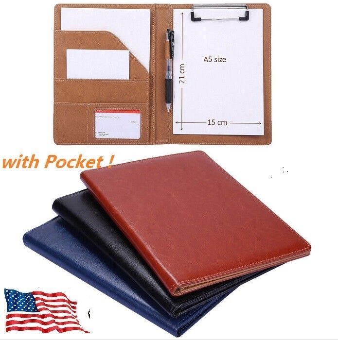 Executive A5 Business Conference Folder w/Clipboard PU Document File Organiser