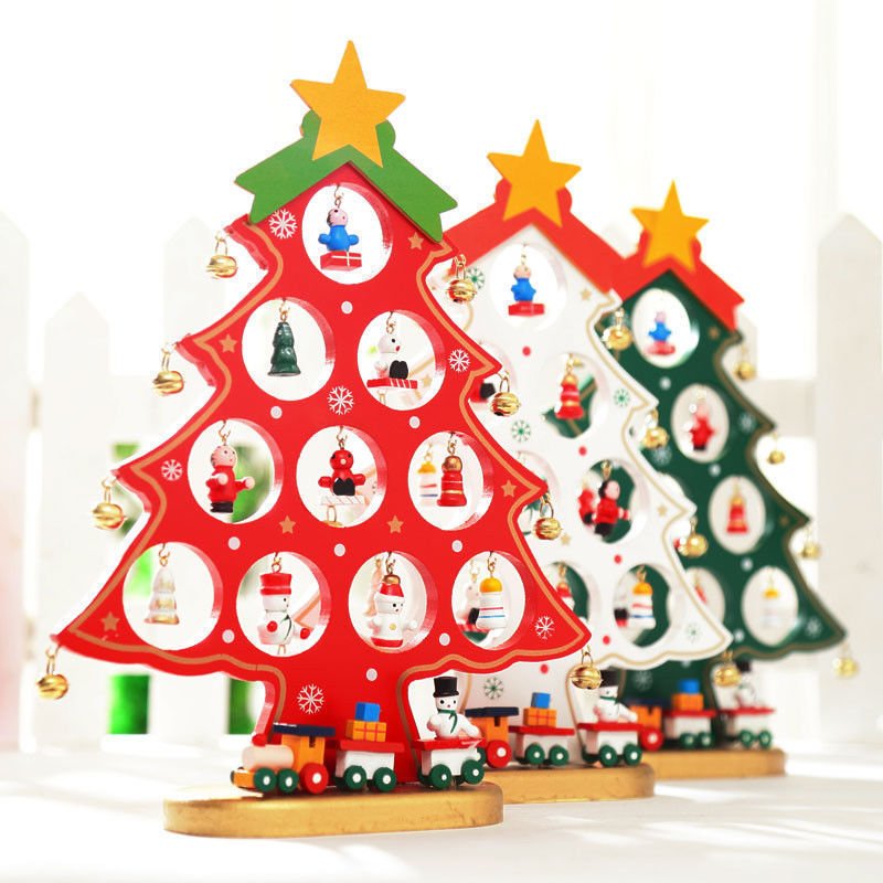 DIY Wooden Christmas Tree Table Desk Decoration Xmas Ornaments Festival Party