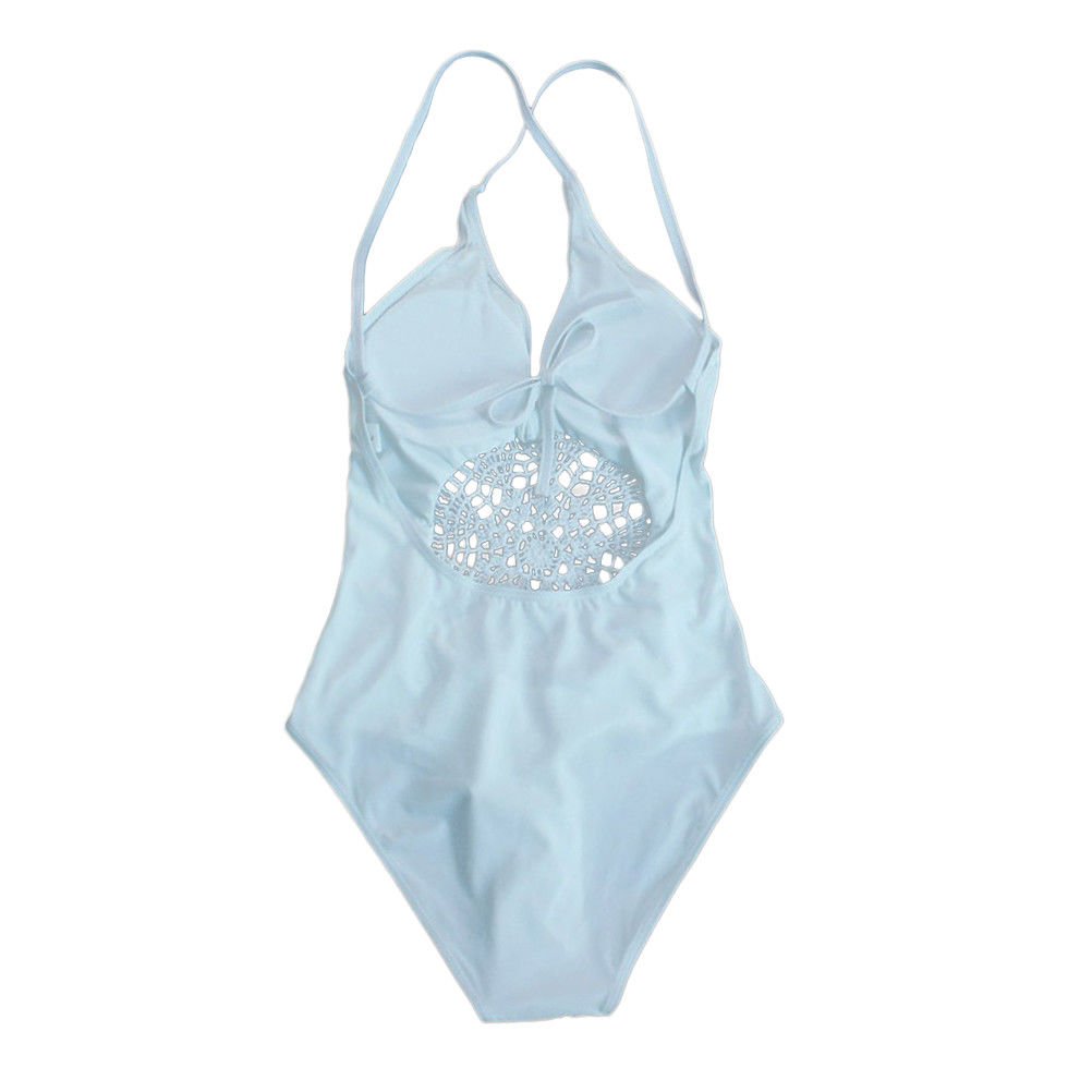 One Piece Sexy Deep V-neck Hollow High Waist Swimwear Bikini Swimsuit for Women