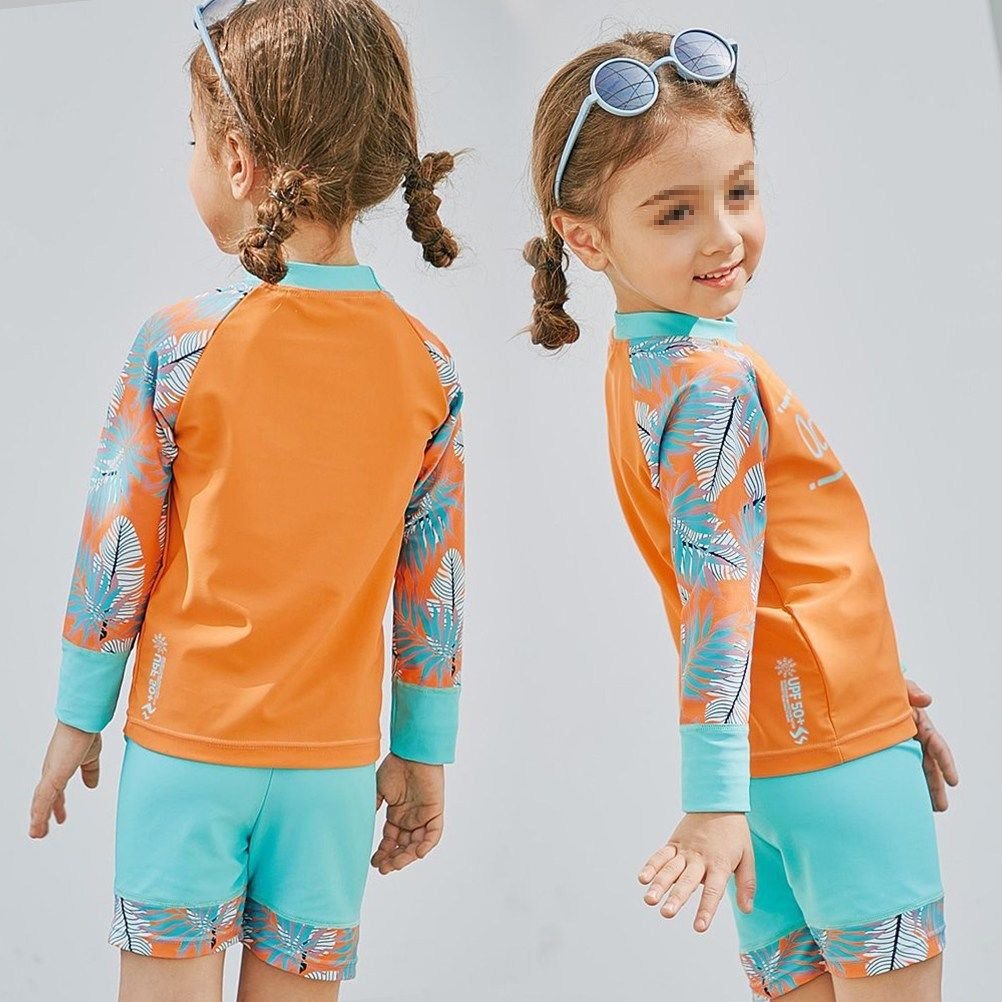 Kids Two Pieces Swimsuit Sunscreen Cartoon Bathing Suits for Girls