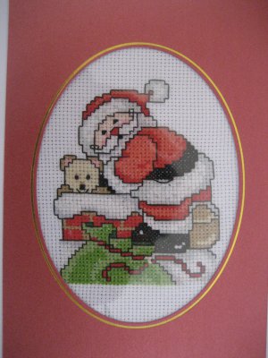 Finished cross stitich card  "Santa"