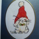 Finished cross stitch card "Christmas Cat"