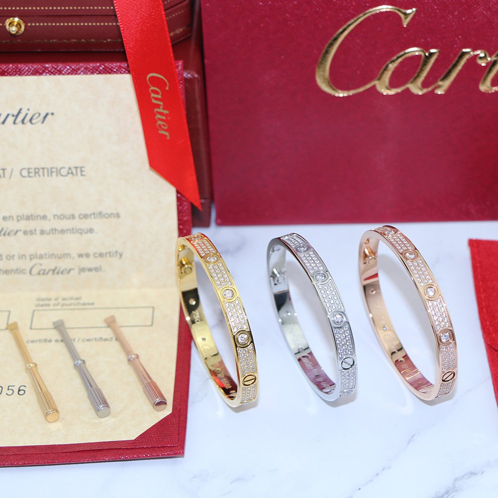 Cartier Love Bracelet Full Diamonds Paved Style With Luxury Box Set