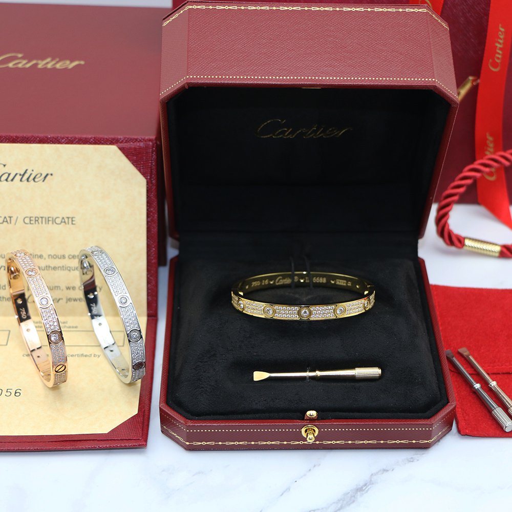 Cartier Love Bracelet Full Diamonds Paved Style With Luxury Box Set