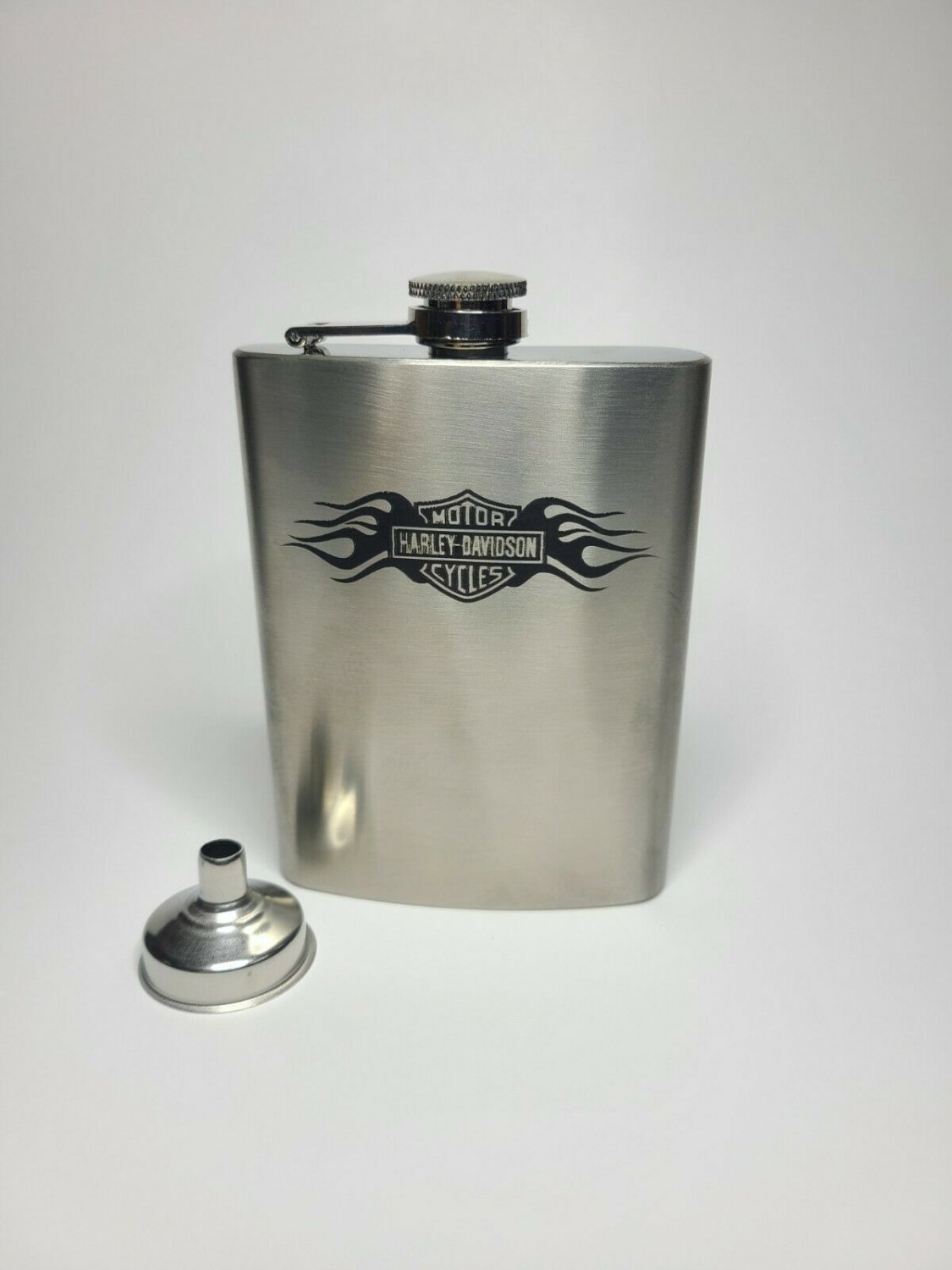 Harley Davidson with Flames Stainless Steel Whisky Flask 8 oz