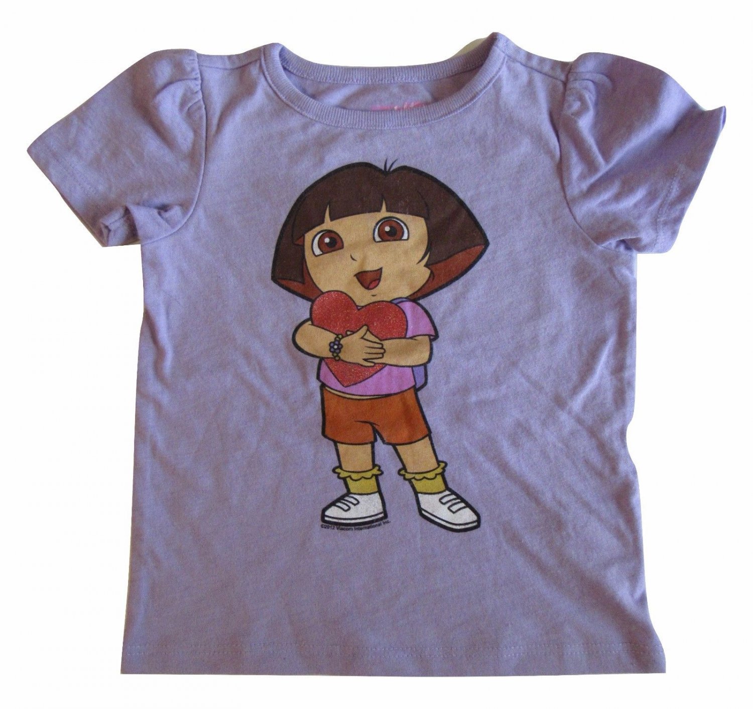 Nickelodeon Dora The Explorer Shirt Girls Purple 12-18 Months Glitter Heart