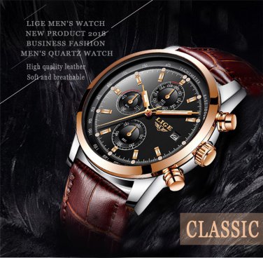 2018 LIGE Watch Men Waterproof Business Watch Relogio Masculino