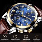 Men's Watch LIGE Top Brand Leather Waterproof Clock Gold Watch Relogio Masculino