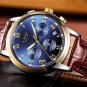 Men's Watch LIGE Top Brand Leather Waterproof Clock Gold Watch Relogio Masculino