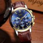 Men's Watch LIGE Top Brand Leather Waterproof Clock Gold Watch Relogio Masculino