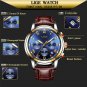 Men's Watch LIGE Top Brand Leather Waterproof Clock Gold Watch Relogio Masculino