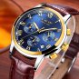 Men's Watch LIGE Top Brand Leather Waterproof Clock Gold Watch Relogio Masculino