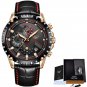Relogio Masculino LIGE Mens Watches Leather Military Waterproof Sport Wrist Watch