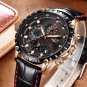 Relogio Masculino LIGE Mens Watches Leather Military Waterproof Sport Wrist Watch