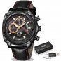 Watch Men LIGE Chronograph Creative Square Leather Waterproof Sport Wristwatch Reloj Hombre