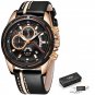 Relogio LIGE Mens Watches Casual Leather Waterproof Quartz Watch Relogio Masculino