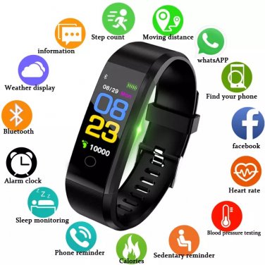 Smart Bracelet Wristwatch Heart Rate Monitor Blood Pressure Fitness Tracker