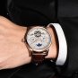 LIGE watches Automatic mechanical Sport clock leather Casual business wristwatch Gold relojes hombre