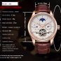 LIGE watches Automatic mechanical Sport clock leather Casual business wristwatch Gold relojes hombre
