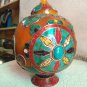 Amber Pot with Turquoise, Lapis and Coral -Hand made