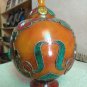 Amber Pot with Turquoise, Lapis and Coral -Hand made