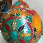 Amber Pot with Turquoise, Lapis and Coral -Hand made