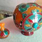 Amber Pot with Turquoise, Lapis and Coral -Hand made