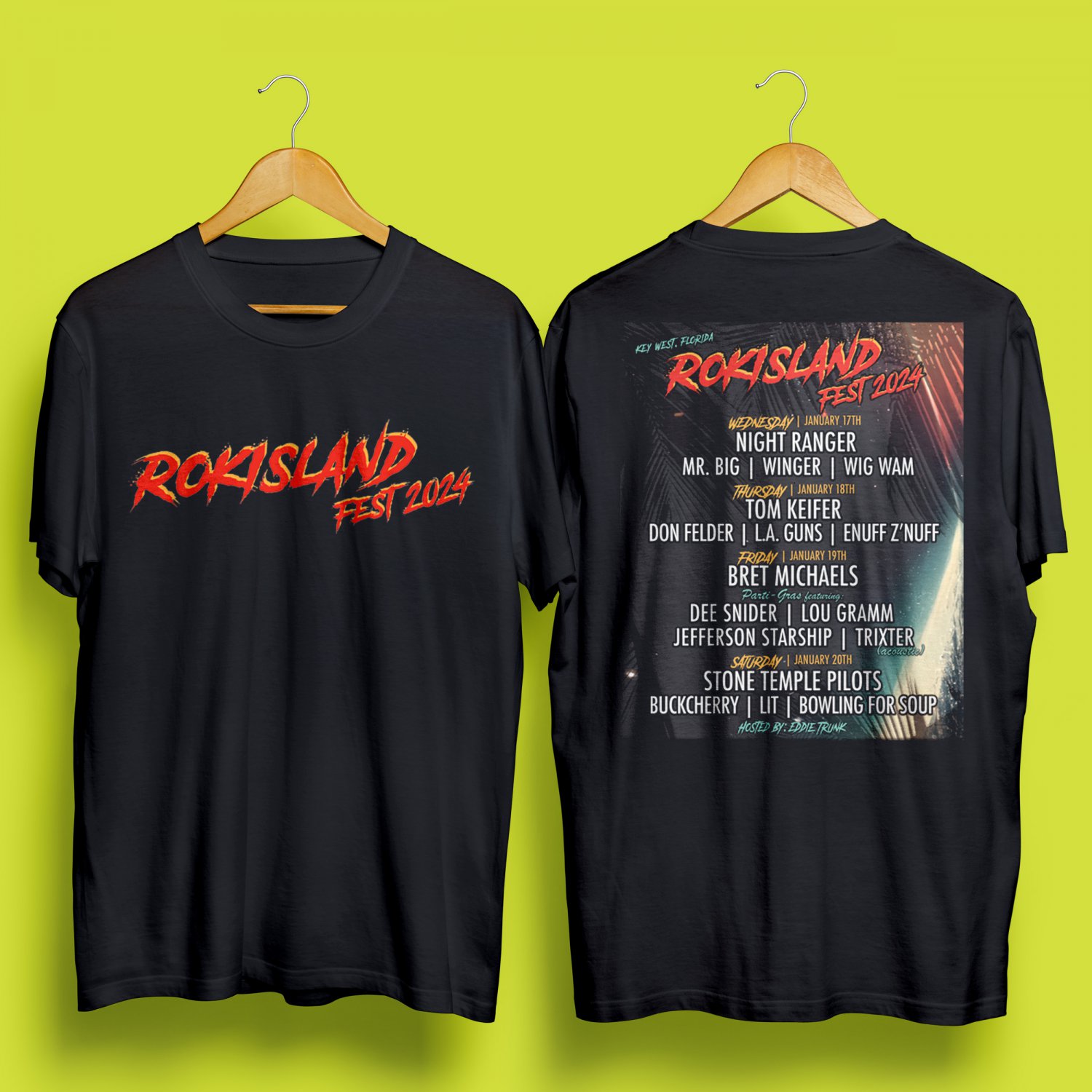 ROKISLAND FESTIVAL 2024, ROKISLAND FESTIVAL, BLACK TEE WITH DATES DM01