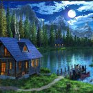 KoKoWill 5D Diamond Painting Kit, Square Full Drill Cabin Forest Lake,15.75 x 11.81 inches