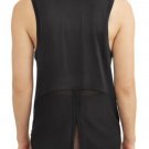 Avia Active Tank Top Womens Size Medium 8-10 Black Sheer Open Half Back New