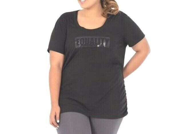 Terra & Sky Womens T.shirt Side Gathered Size 1X Black Color New