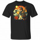 Retro samurai cat T-shirts The Great Wave off Kanagawa Hokusai Art Painting
