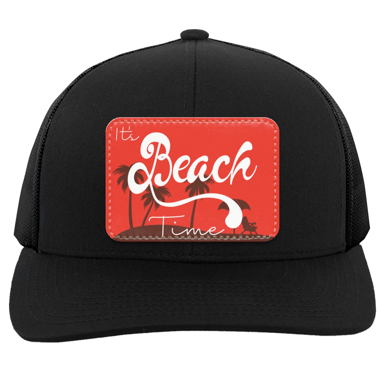 It's Beach Time Trucker Mesh Snap Back Hats with Leather Patch for Summer
