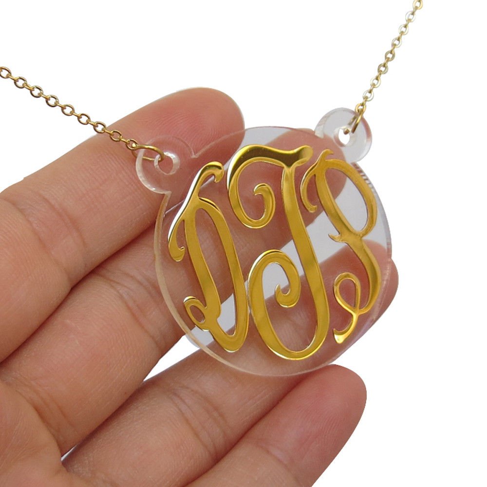 Personalized Gold or Silver  Monogram Necklace - Any Monogram & Necklace