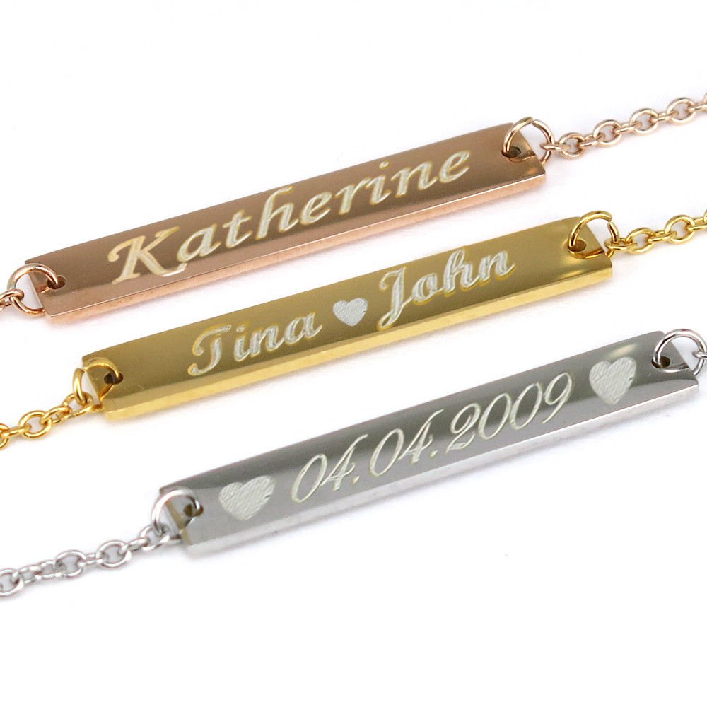 Personalized Rose Gold Name Bar Bracelet for Best Friend Bracelets for Woman