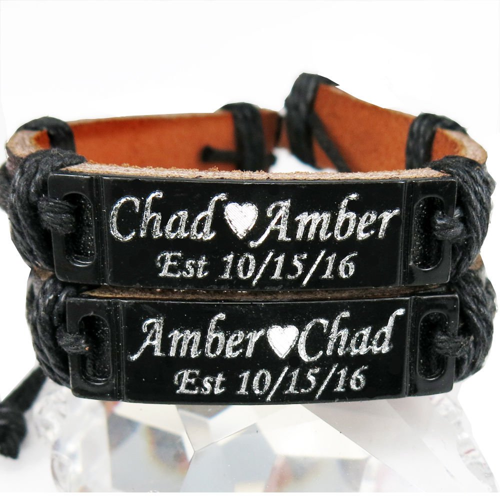 Personalized Leather Bracelet Handmade Customized with name for Couples Gift-26