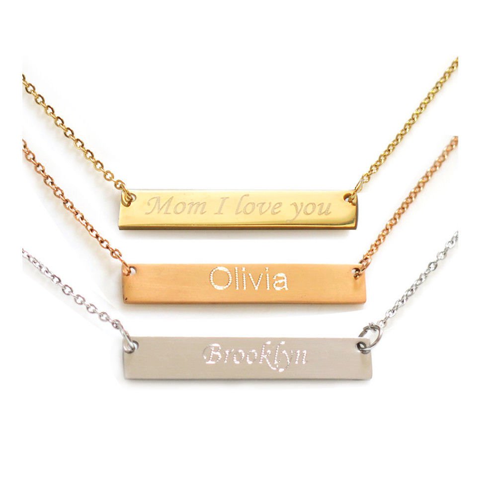 Bar Necklace Personalized Name Custom Date Necklace Latitude longitude Necklace