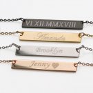 Personalized Gold Bar Necklace Roman Numeral Coordinates Name Necklace for woman