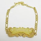 18K Yellow Gold Plated Personalized  I.D. Name  Bracelet  Mens Leady