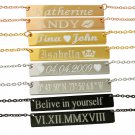 Personalize Nameplate Necklaces Custom Bar Necklace Engraved Name Necklace Chain