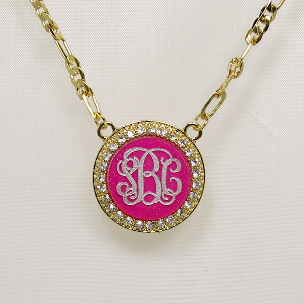 PERSONALIZED MONOGRAM INITIAL NECKLACE  YELLOW GOLD PLATED1.25" USA seller