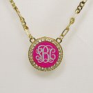 PERSONALIZED MONOGRAM INITIAL NECKLACE  YELLOW GOLD PLATED1.25" USA seller