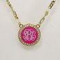 PERSONALIZED MONOGRAM INITIAL NECKLACE YELLOW GOLD PLATED1.25" USA seller