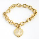 Women's Stainless Steel Gold Plated Engraved Icon Heart Tag Bracelet made in NY