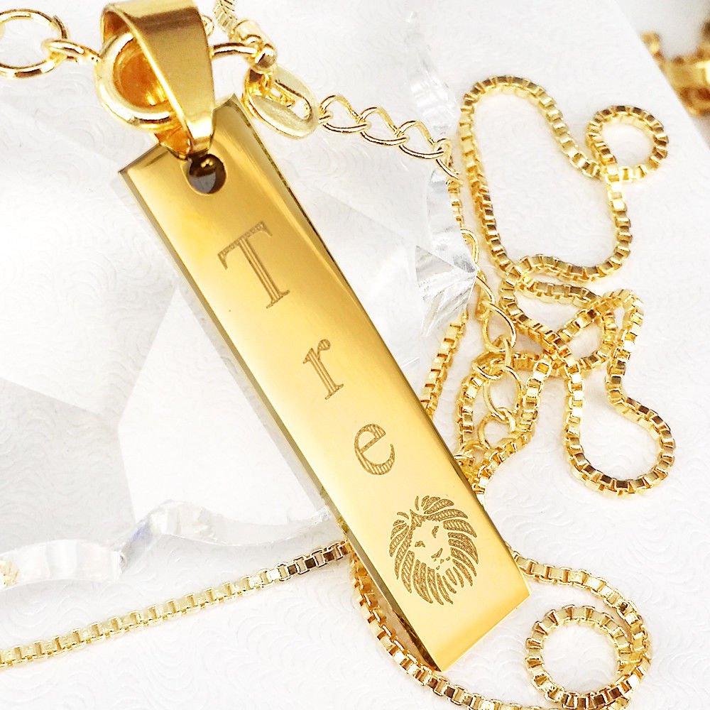 Personalized Bar Necklace Engarved Name Necklace Custom Gold Nameplate Necklace